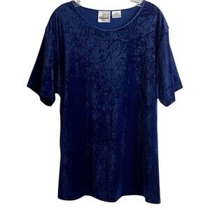 TR Bentley Plus Women Size 1X Velvet Pullover Top Royal Blue Romantic Fairycore